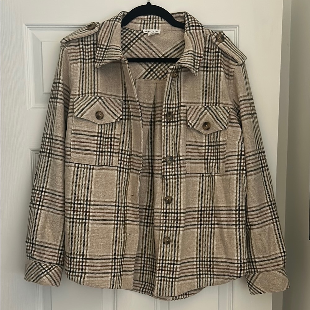 Plaid Button-Up Jacket